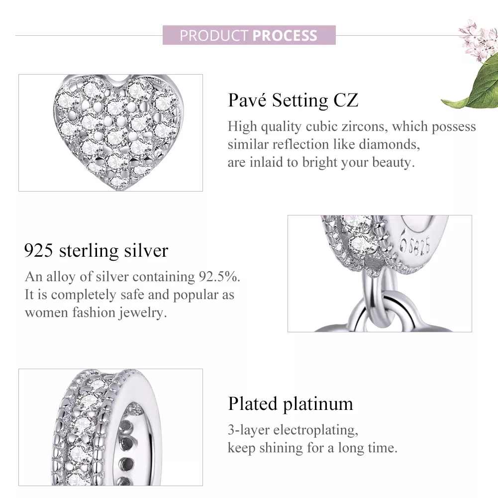 Charm Pendente Amor brilhante estilo Pandora - BSC211