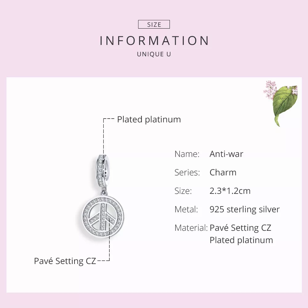 Charm Pendente Anti-guerra estilo Pandora - SCC1367