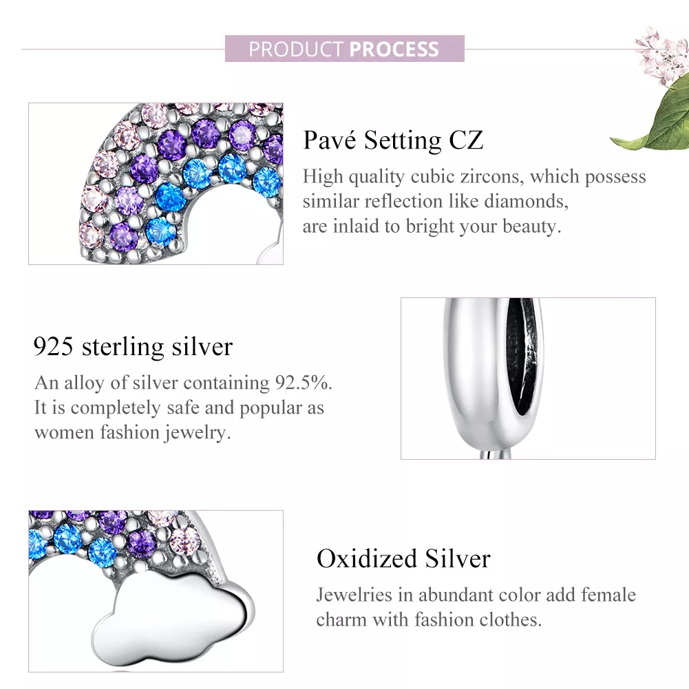 Charm Pendente Arco-íris colorido estilo Pandora - SCC1625