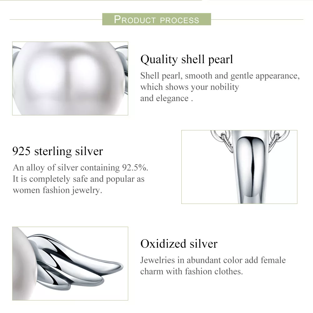 Charm Pendente Asas de Anjo pérola estilo Pandora - SCC381