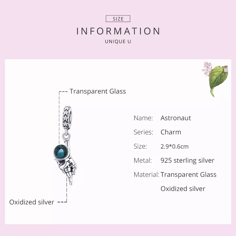 Charm Pendente Astronauta estilo Pandora - BSC202