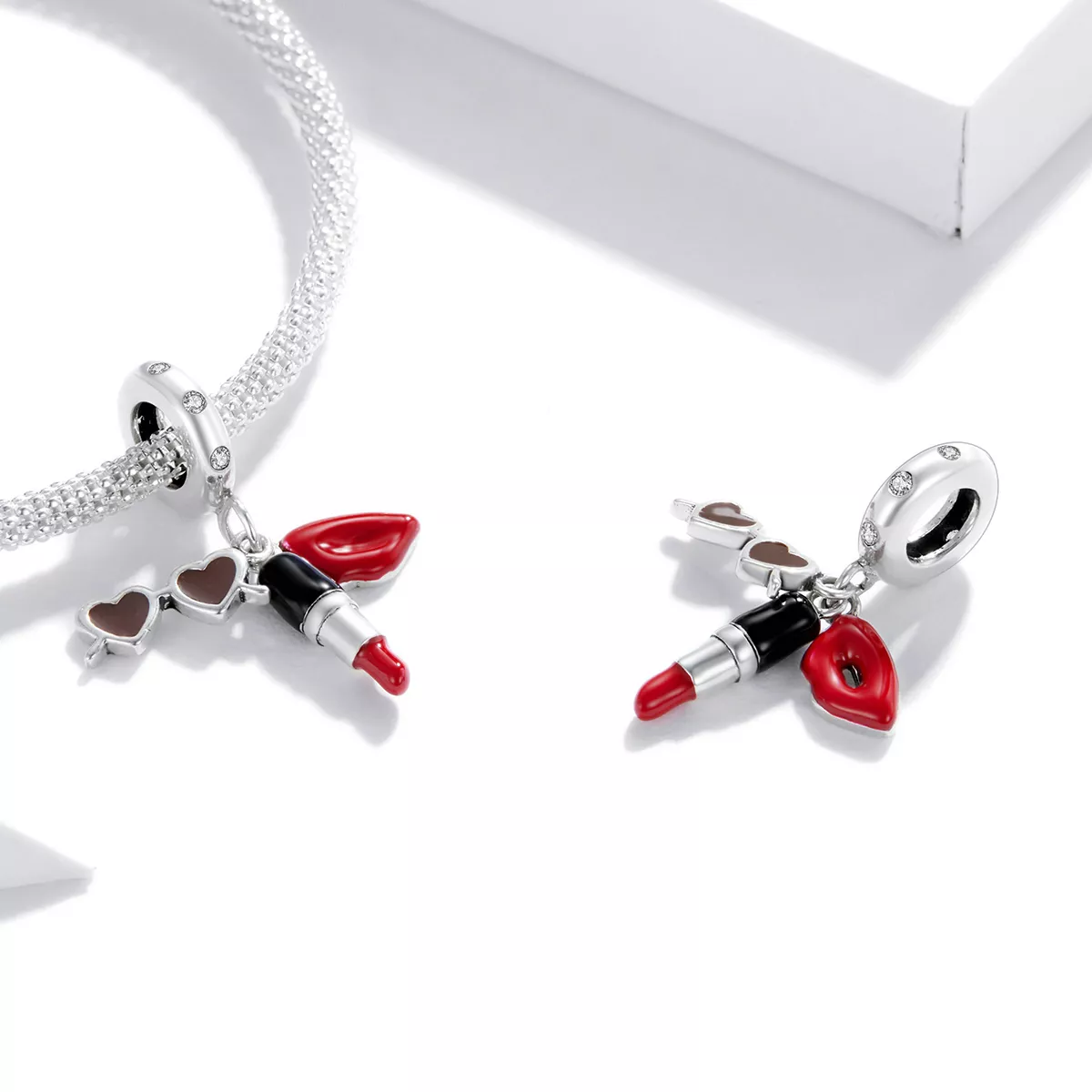 Charm Pendente Batom e óculos de sol estilo Pandora - BSC346