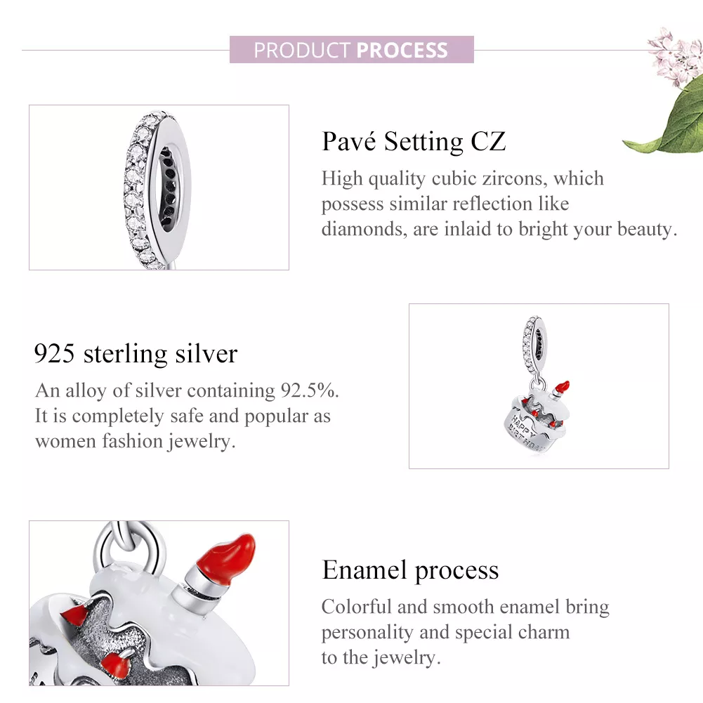 Charm Pendente Bolo de aniversário estilo Pandora - SCC1848
