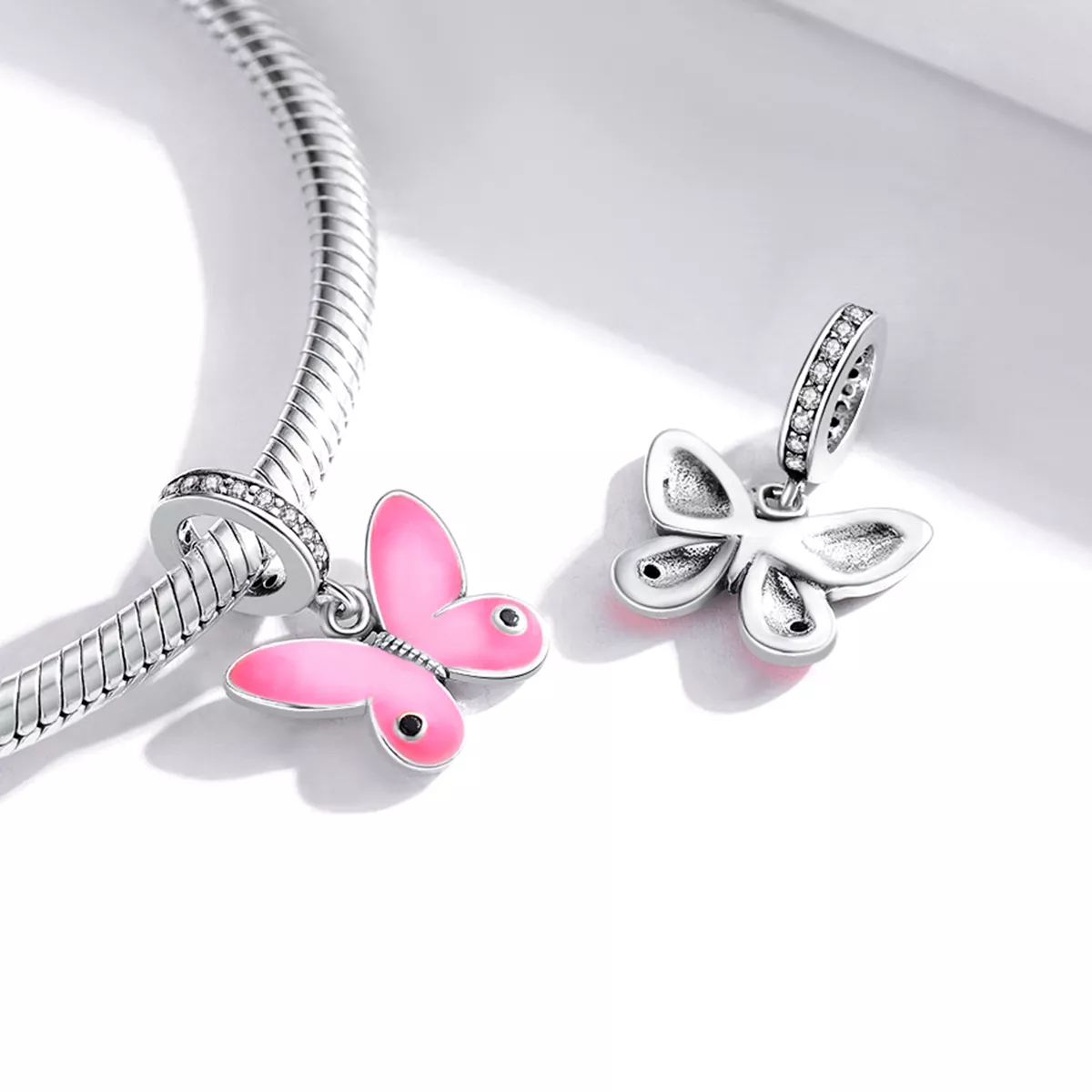 Charm Pendente Borboleta rosa estilo Pandora - SCC1728