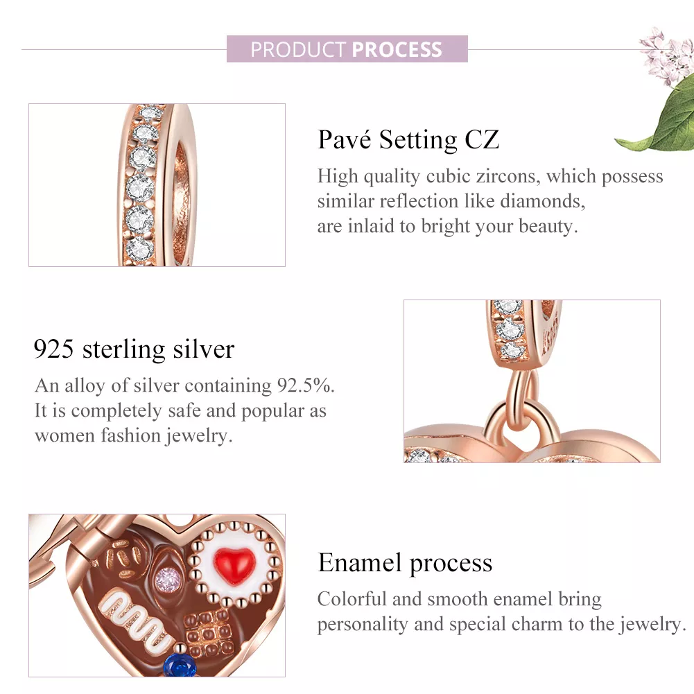 Charm Pendente Caixa de presente de chocolate estilo Pandora Rose - SCC1670