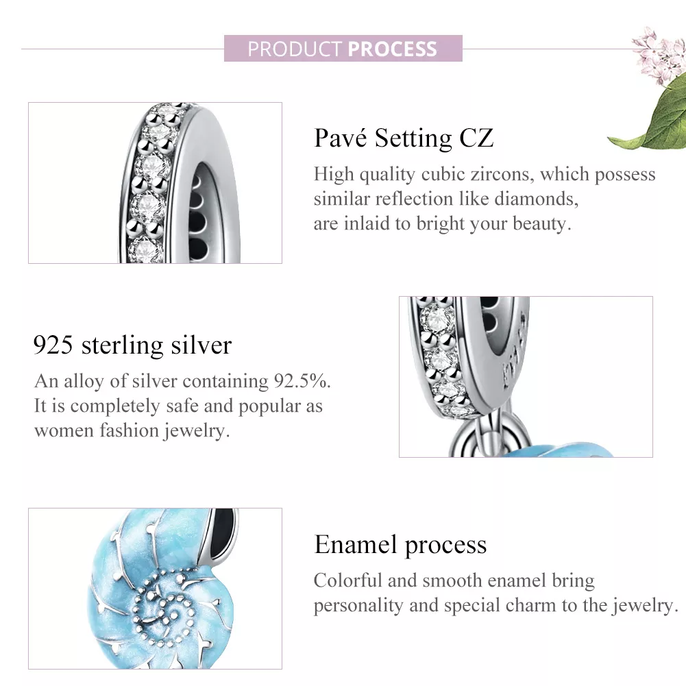 Charm Pendente Concha Azul estilo Pandora - SCC1560