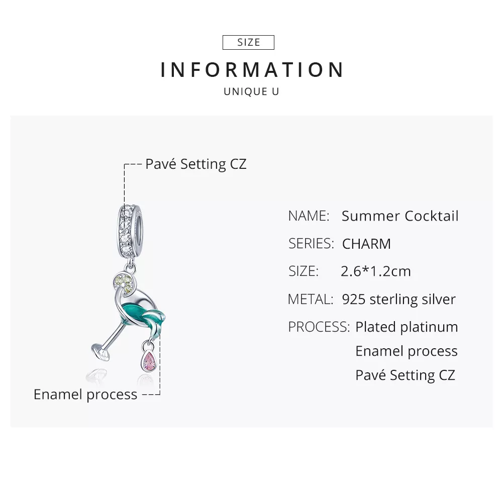 Charm Pendente Coquetel de verão estilo Pandora - BSC262
