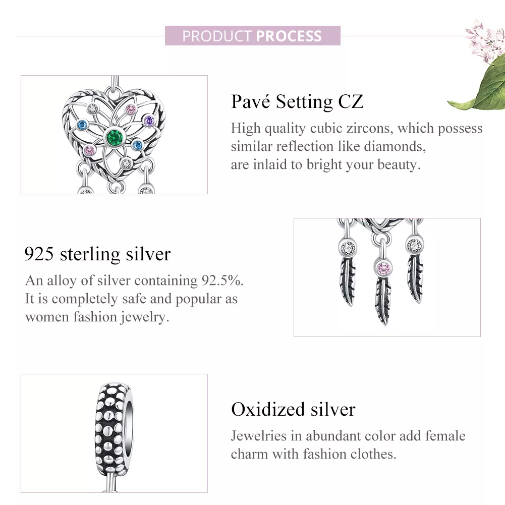 Charm Pendente Coração da Árvore Familiar Openwork estilo Pandora - SCC1445