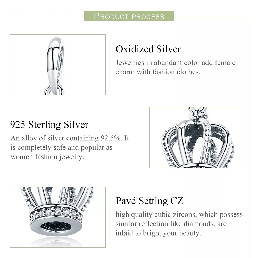 Charm Pendente Coroa elegante estilo Pandora - SCC781