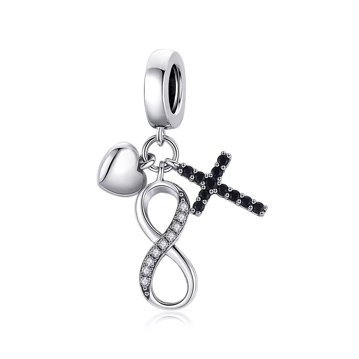 Charm Pendente Cruz e Coração Infinito estilo Pandora - SCC1713