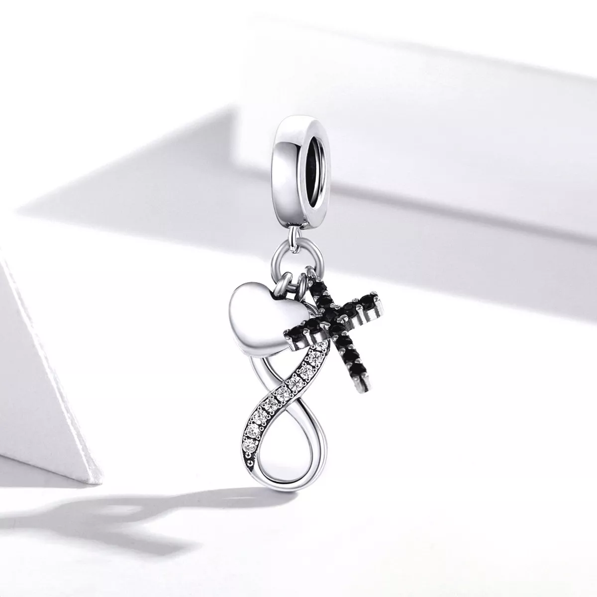 Charm Pendente Cruz e Coração Infinito estilo Pandora - SCC1713