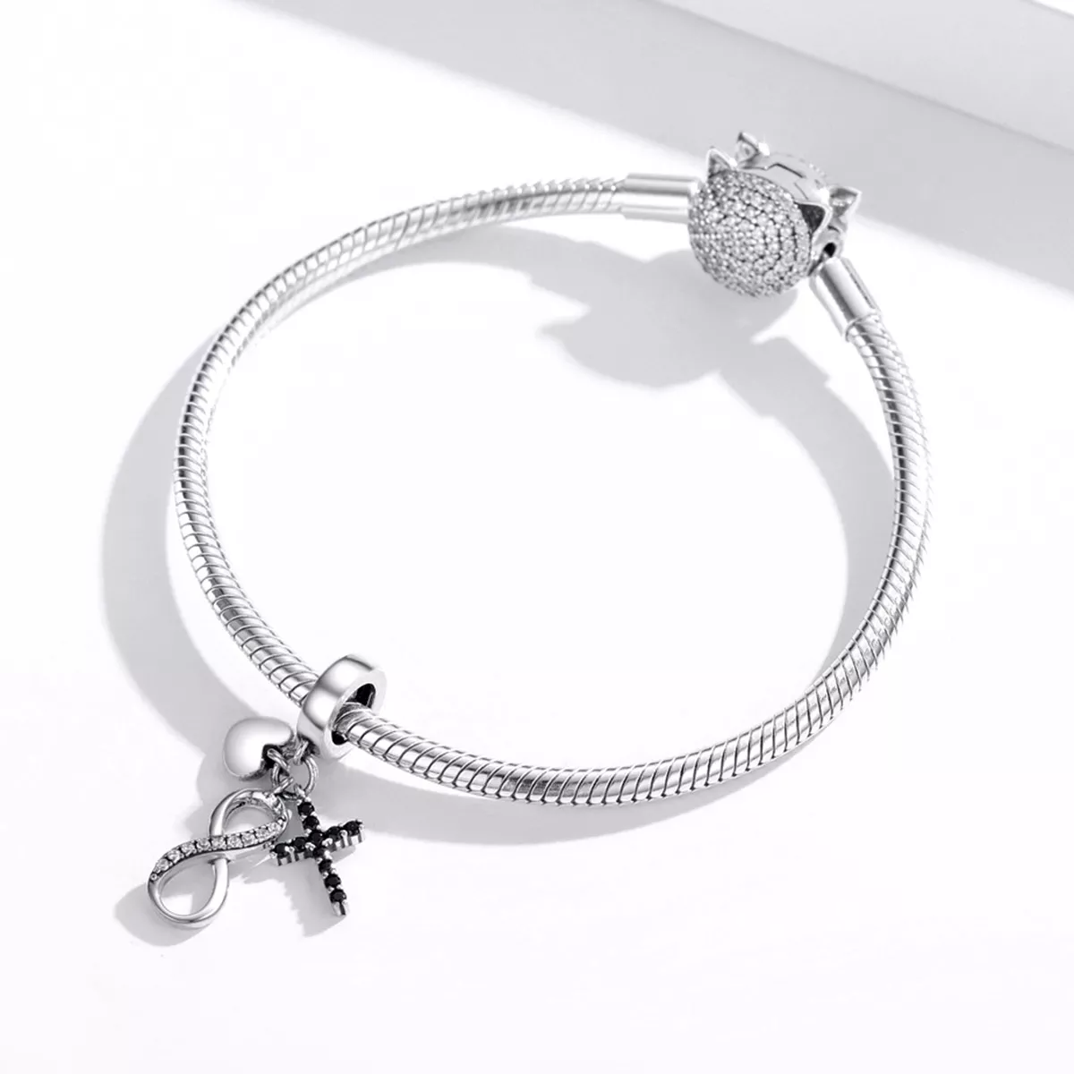 Charm Pendente Cruz e Coração Infinito estilo Pandora - SCC1713