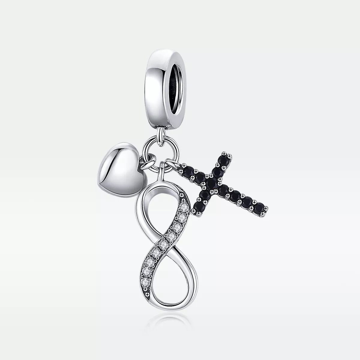 Charm Pendente Cruz e Coração Infinito estilo Pandora - SCC1713