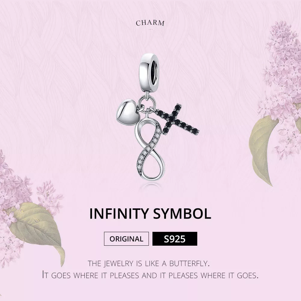 Charm Pendente Cruz e Coração Infinito estilo Pandora - SCC1713
