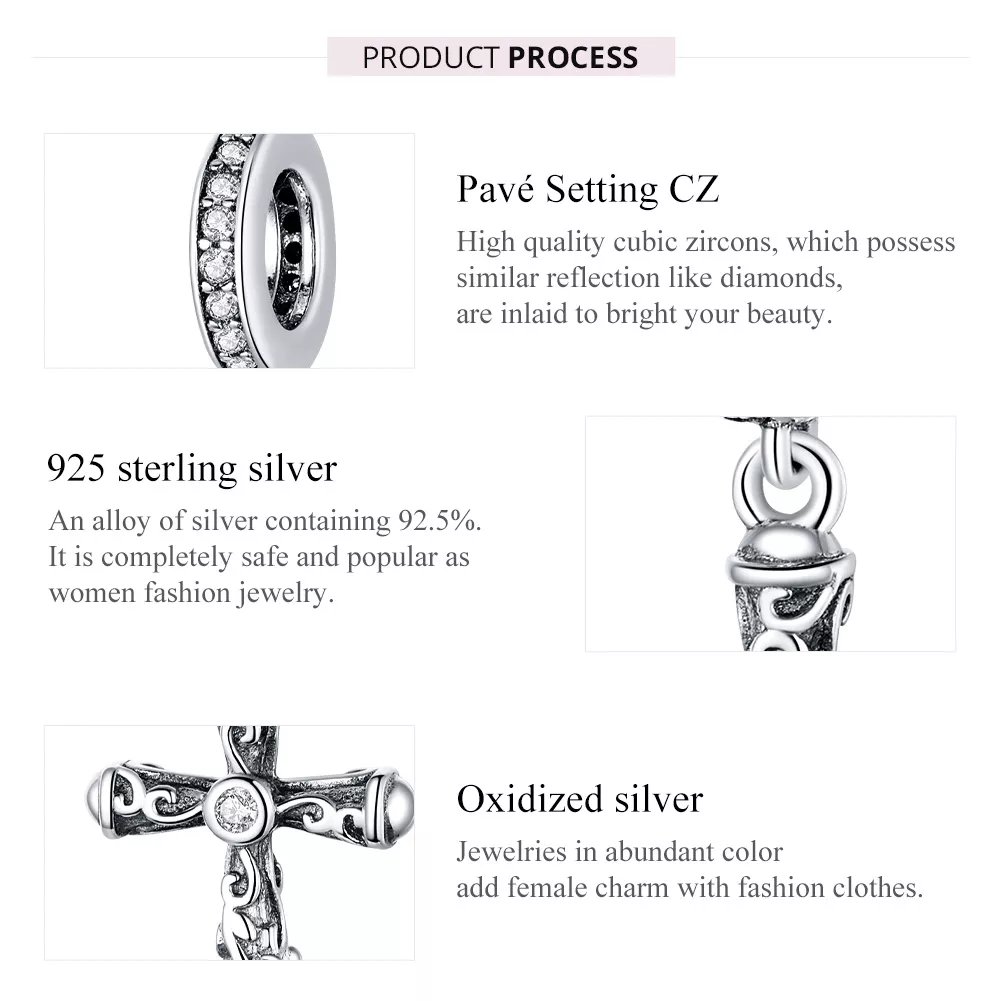 Charm Pendente Cruz Vintage estilo Pandora - BSC313