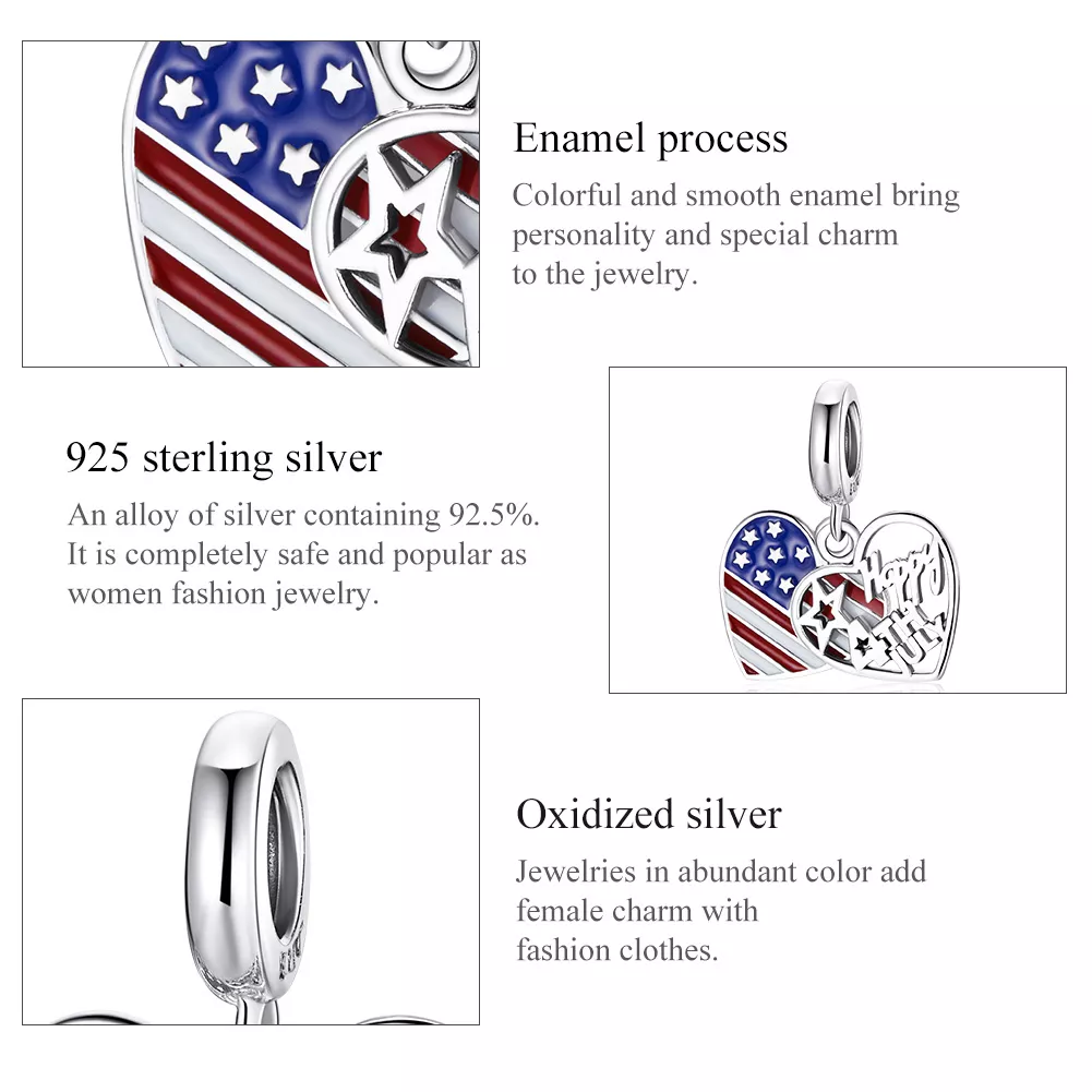 Charm Pendente Dia da Independência Americana estilo Pandora - SCC1884