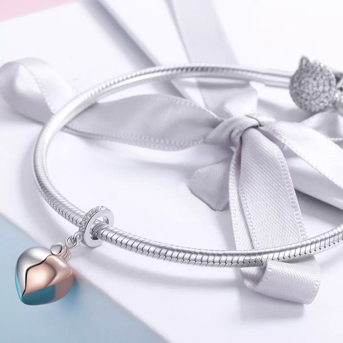 Charm Pendente Dois tons Chave de coração aberto estilo Pandora - SCC844