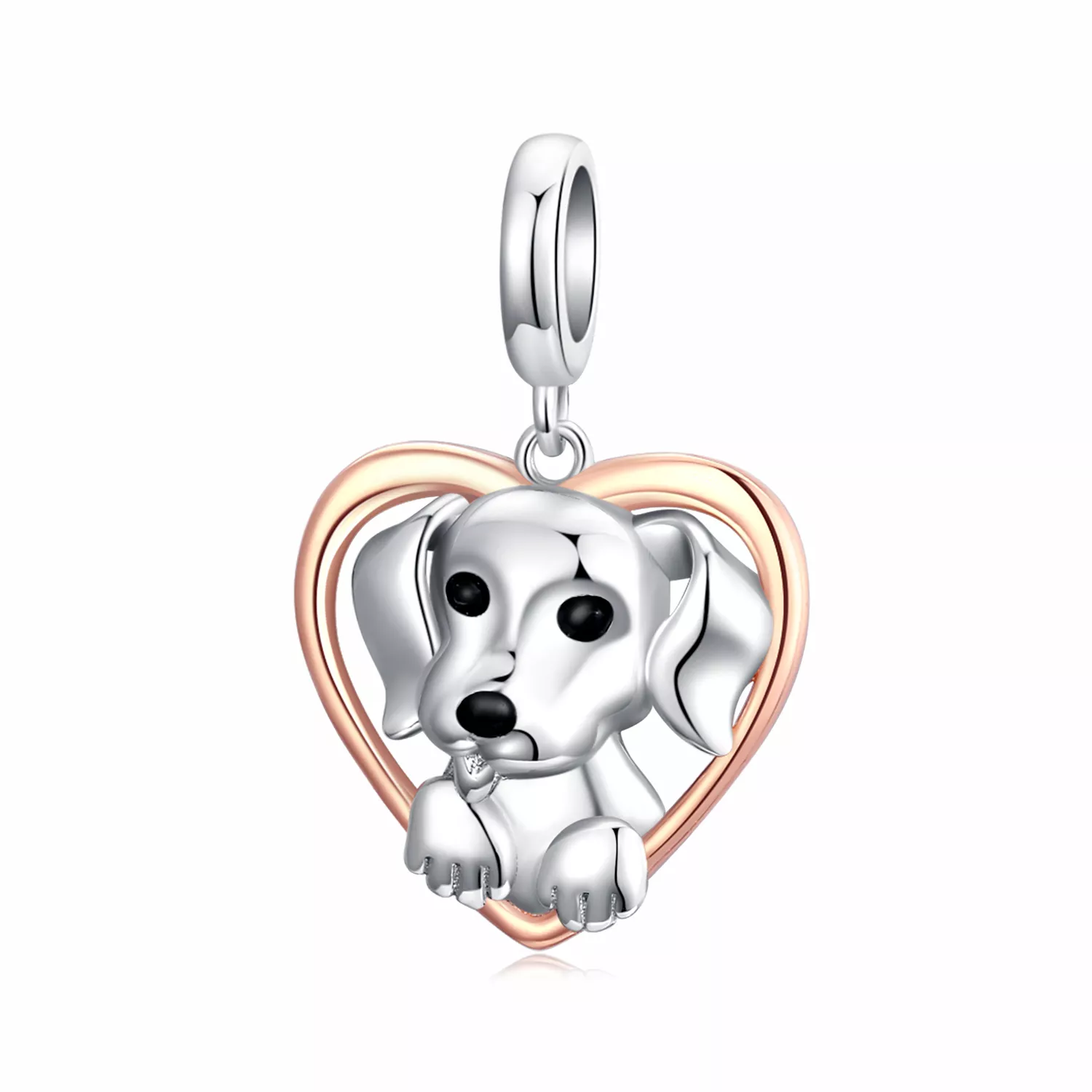 Charm Pendente Dois tons Filhote de labrador estilo Pandora - SCC1611