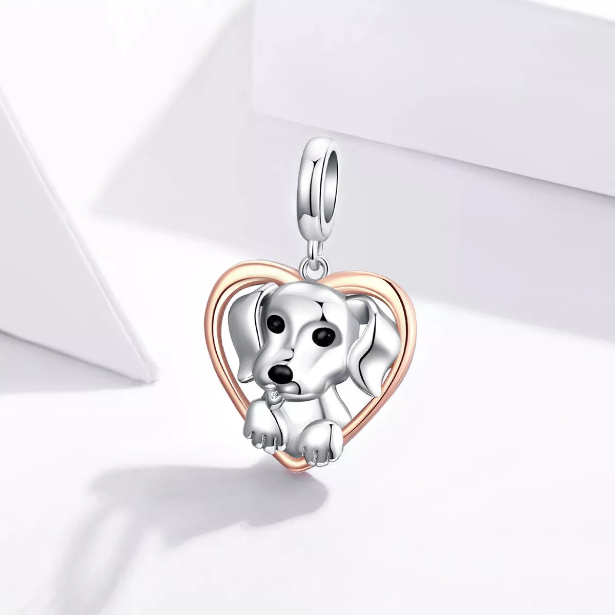 Charm Pendente Dois tons Filhote de labrador estilo Pandora - SCC1611