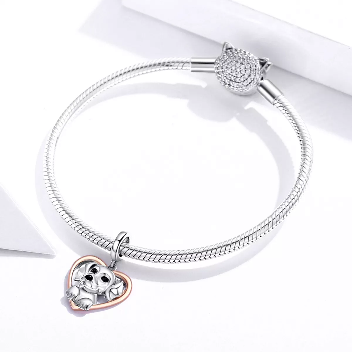 Charm Pendente Dois tons Filhote de labrador estilo Pandora - SCC1611