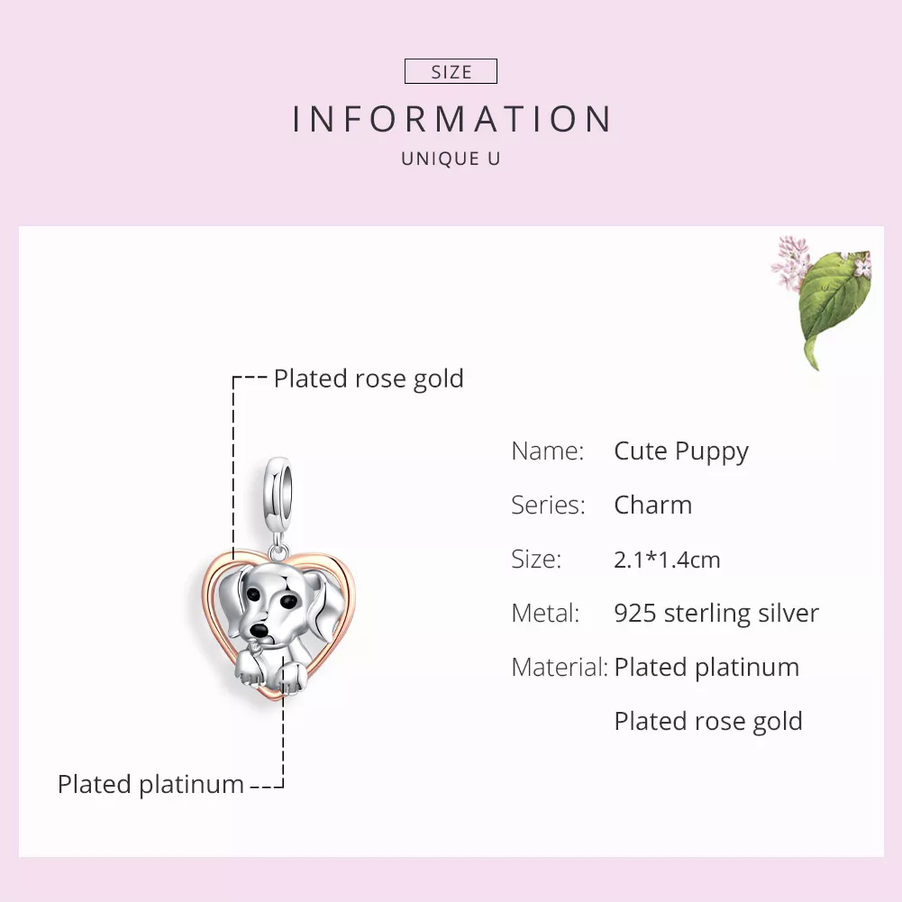 Charm Pendente Dois tons Filhote de labrador estilo Pandora - SCC1611