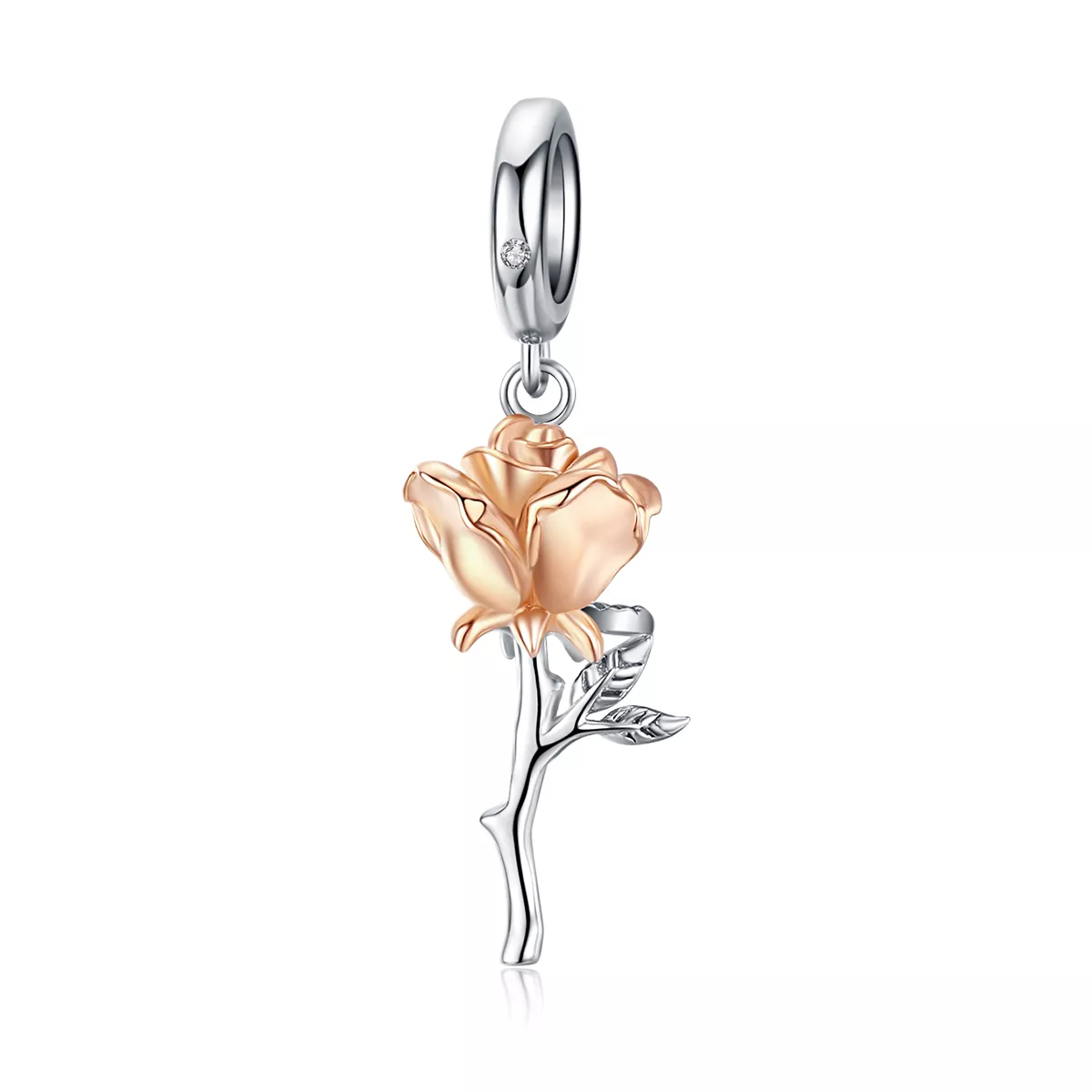 Charm Pendente Dois tons Lover Rose Flowers estilo Pandora - BSC145