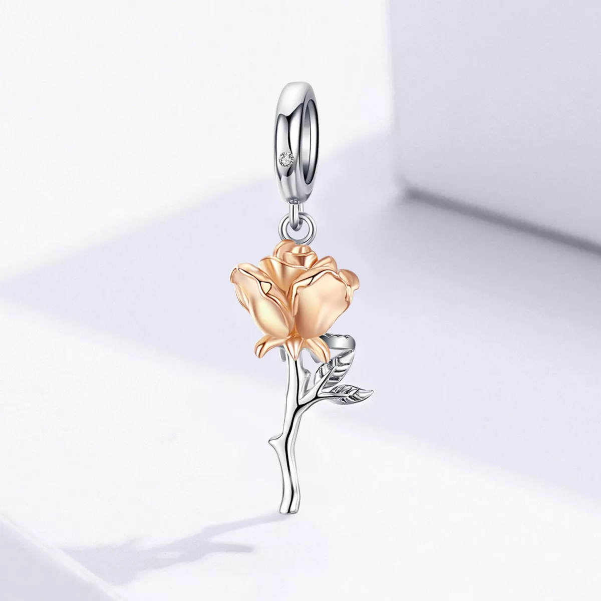 Charm Pendente Dois tons Lover Rose Flowers estilo Pandora - BSC145