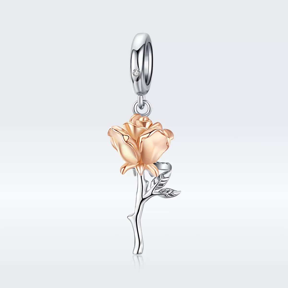 Charm Pendente Dois tons Lover Rose Flowers estilo Pandora - BSC145