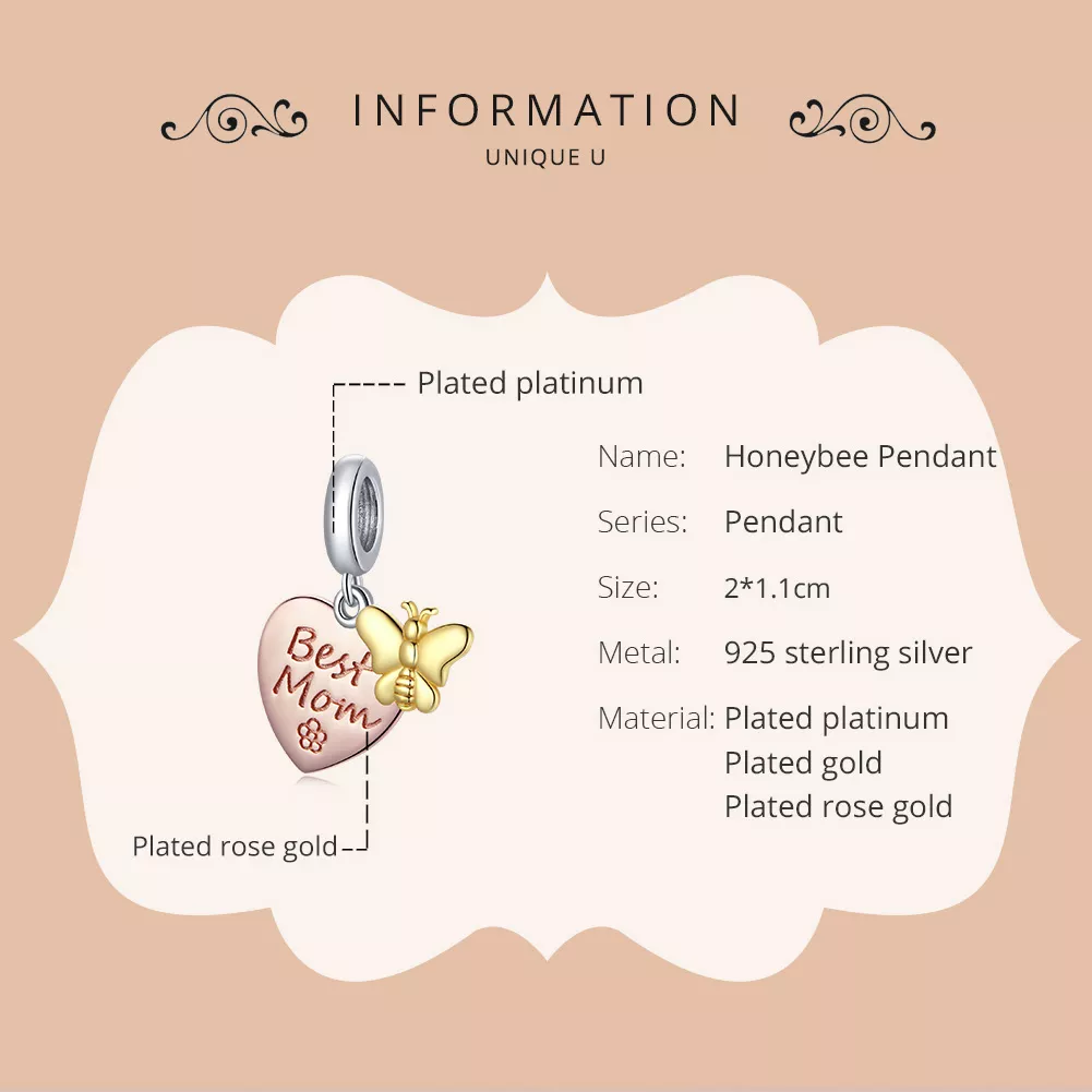 Charm Pendente Dois tons Melhor mãe estilo Pandora - SCC1792