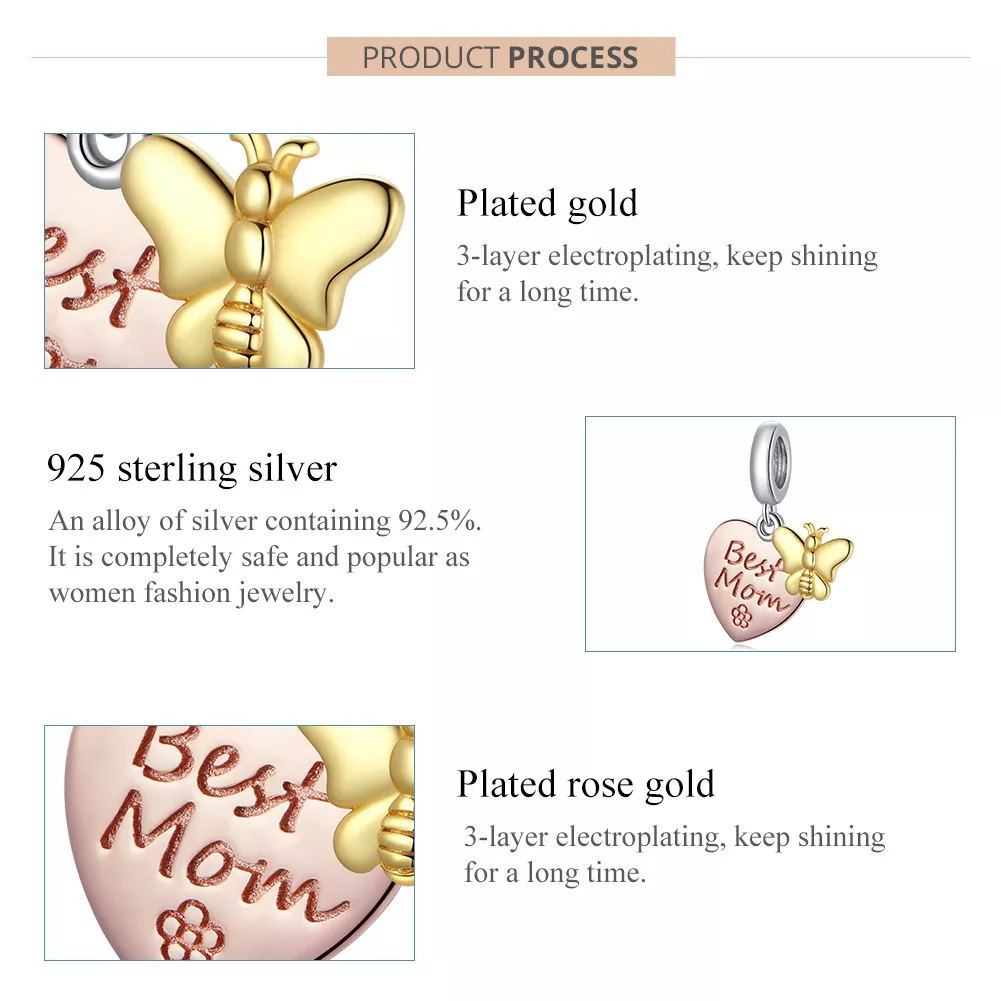 Charm Pendente Dois tons Melhor mãe estilo Pandora - SCC1792