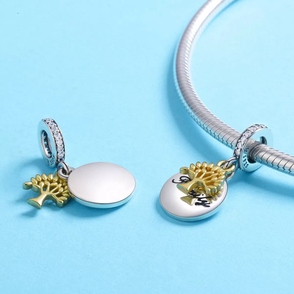 Charm Pendente Dois tons Árvore da vida vintage estilo Pandora - SCC816