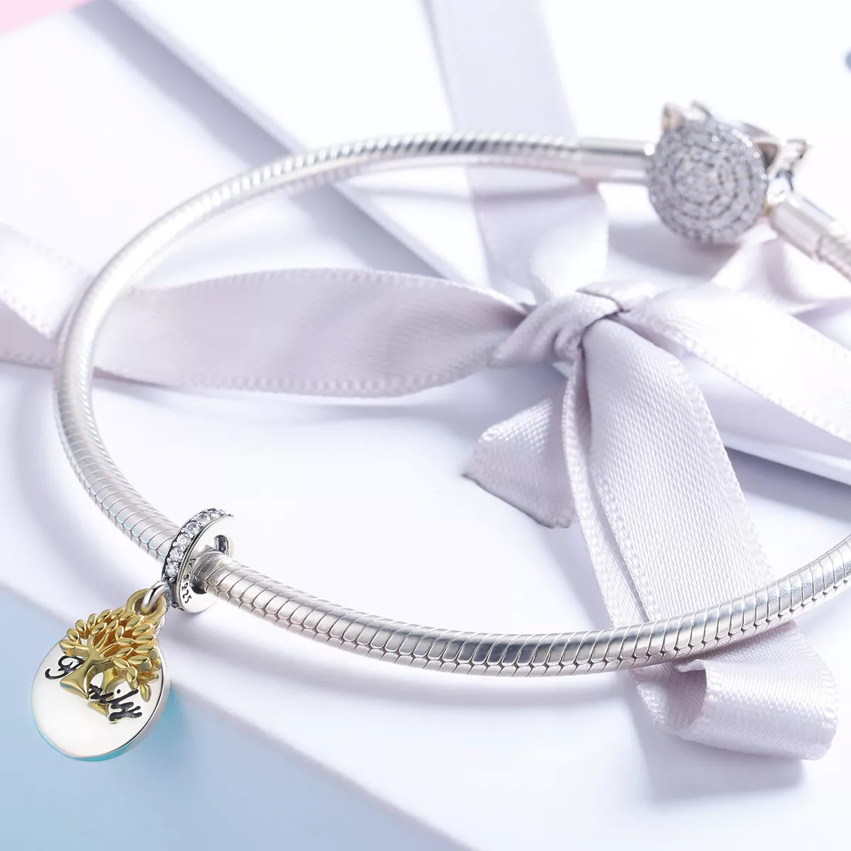 Charm Pendente Dois tons Árvore da vida vintage estilo Pandora - SCC816