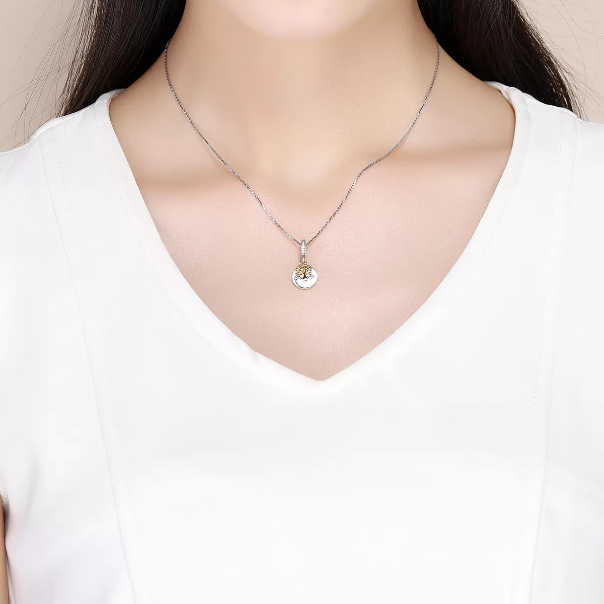 Charm Pendente Dois tons Árvore da vida vintage estilo Pandora - SCC816