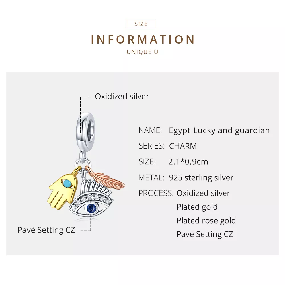 Charm Pendente Egito - Lucky Guardian estilo Pandora - SCC1860