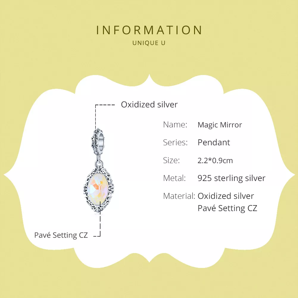 Charm Pendente Espelho mágico estilo Pandora - SCC1815