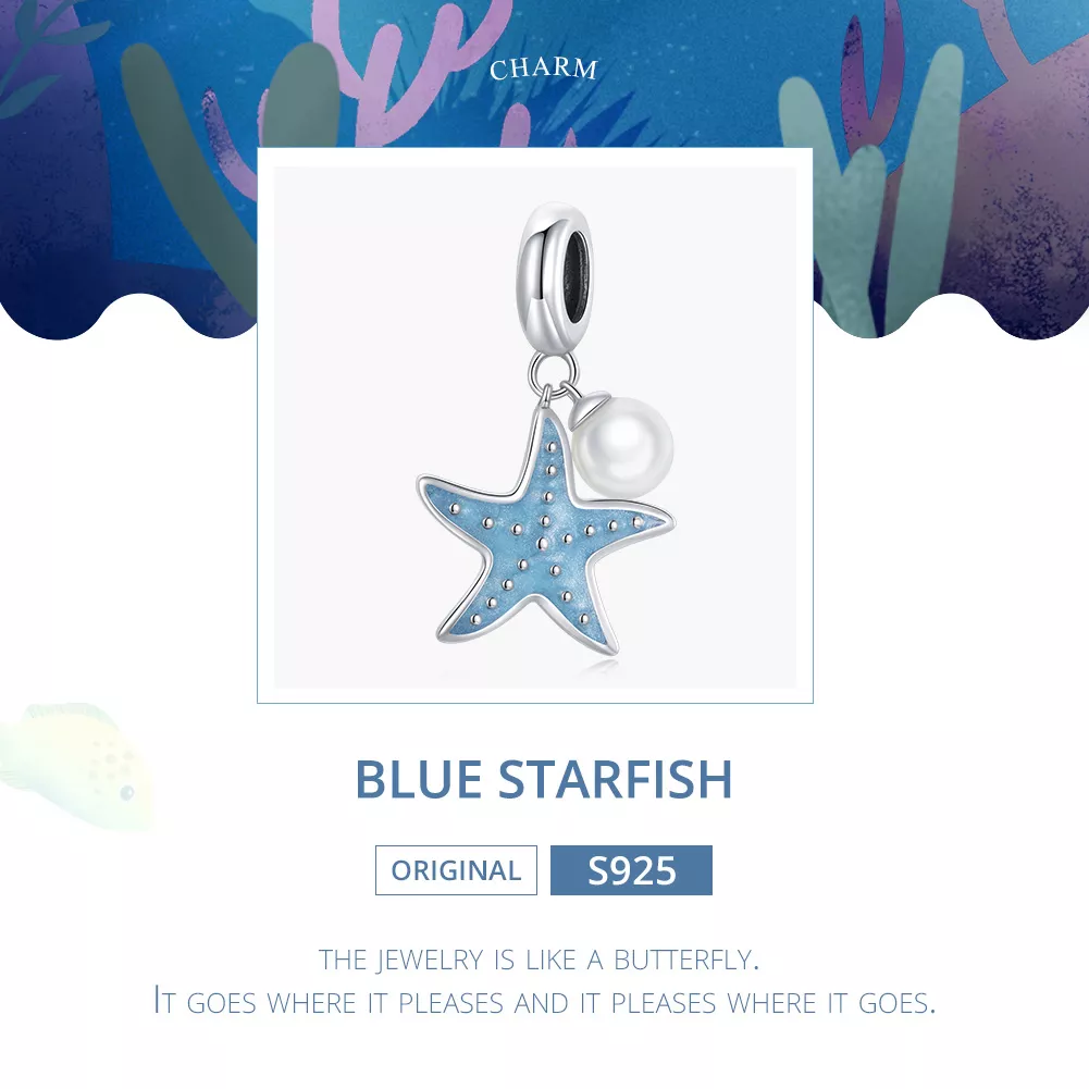 Charm Pendente Estrela do mar azul estilo Pandora - SCC1807