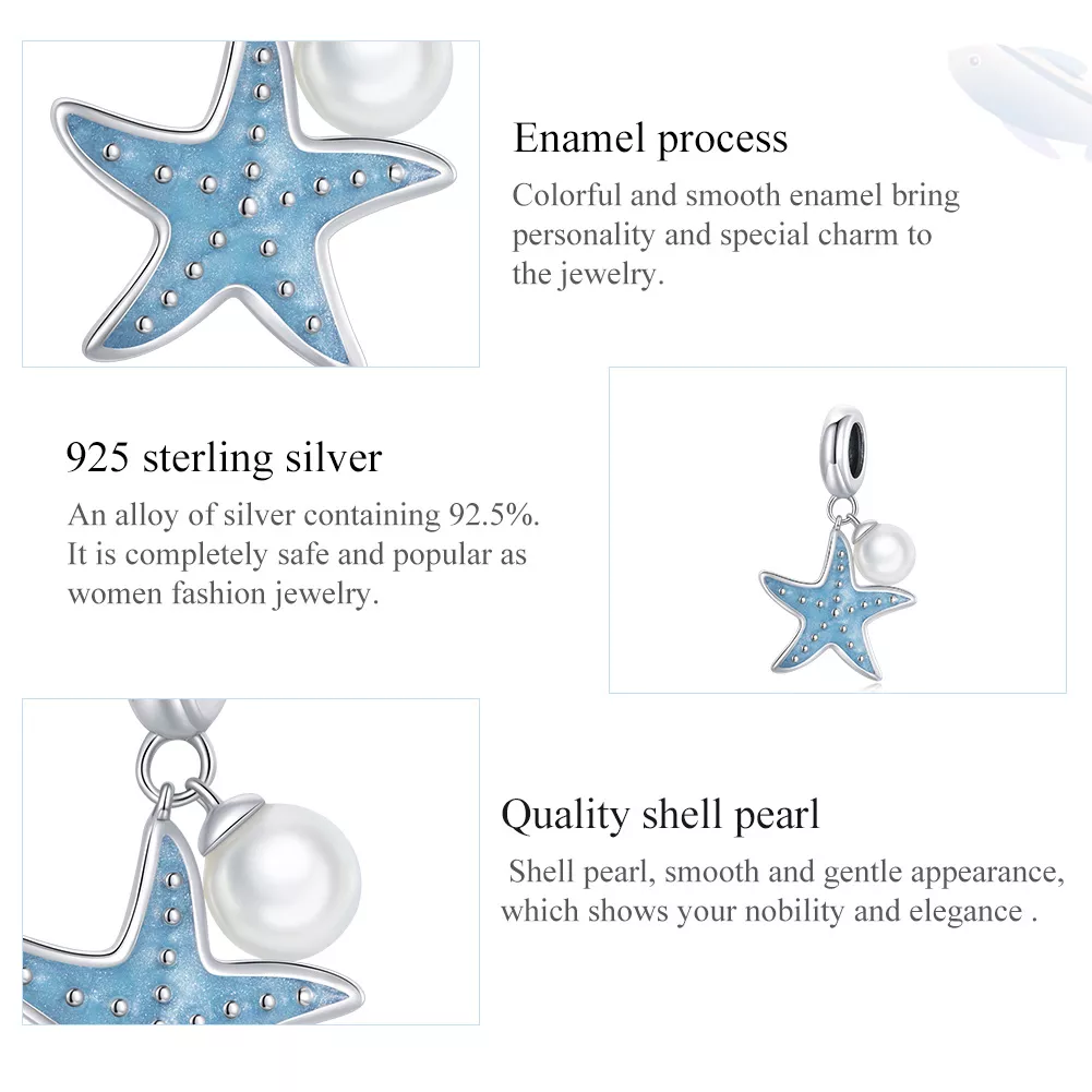 Charm Pendente Estrela do mar azul estilo Pandora - SCC1807