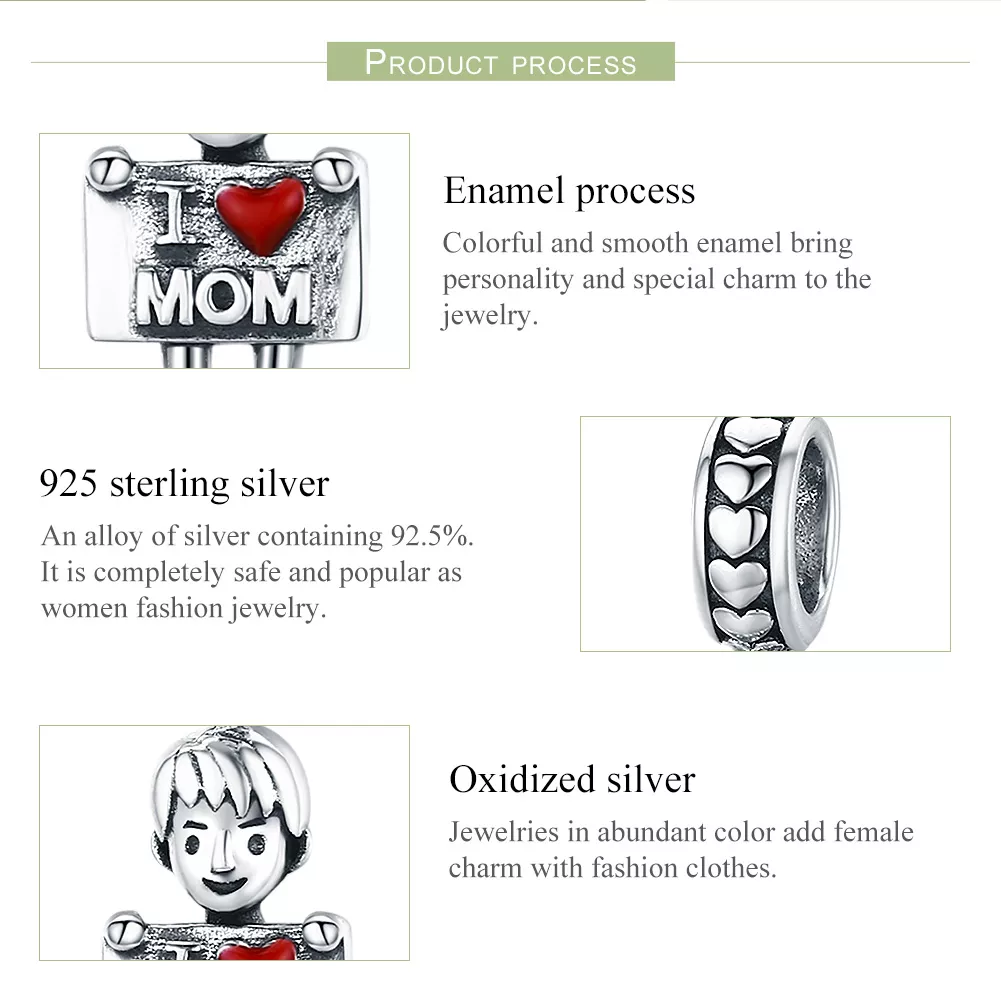 Charm Pendente Eu amo mamãe estilo Pandora - SCC691