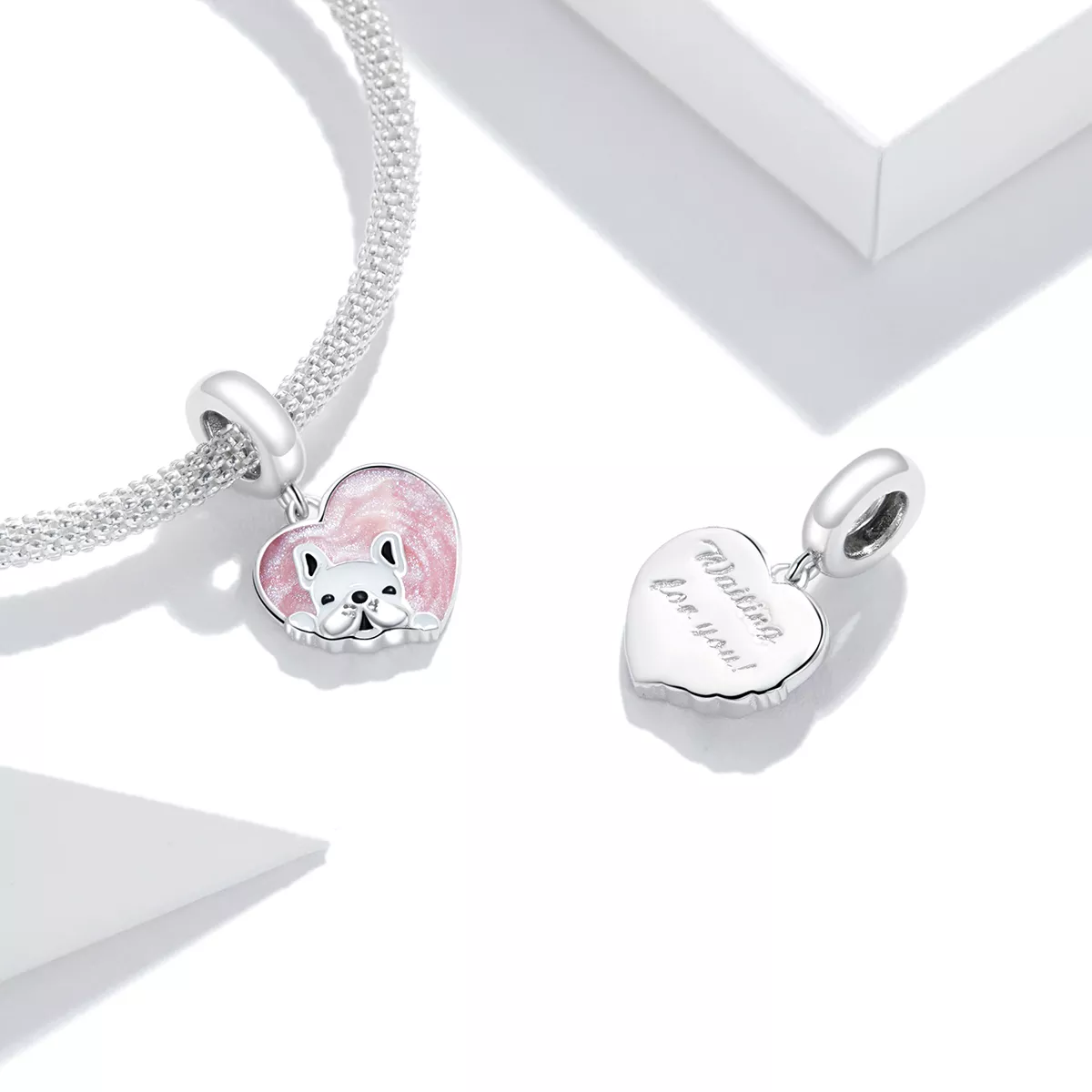 Charm Pendente Filhote de cachorro com amor estilo Pandora - BSC360