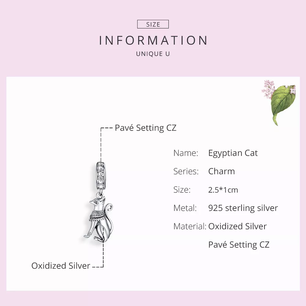 Charm Pendente Gato egípcio estilo Pandora - SCC1505