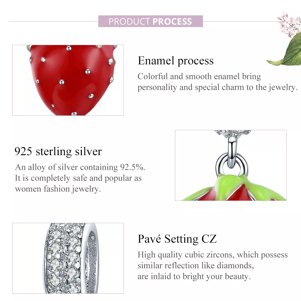 Charm Pendente Morango fofo estilo Pandora - SCC1537