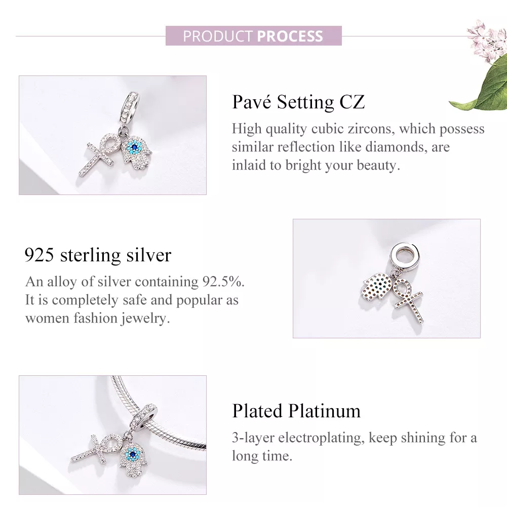 Charm Pendente Mão de Fátima estilo Pandora - BSC084