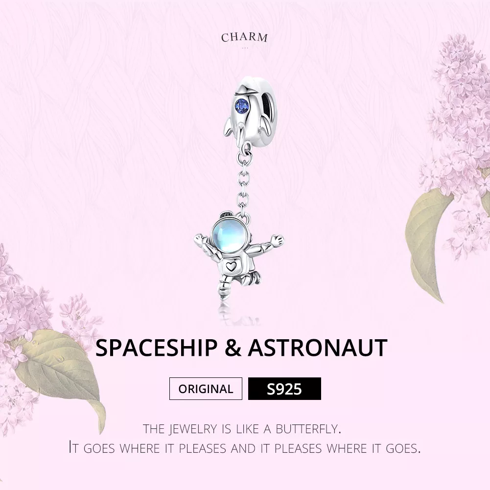 Charm Pendente Nave espacial e astronauta estilo Pandora - SCC1695