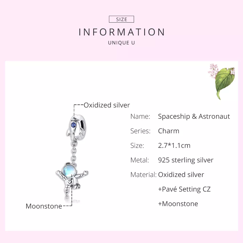 Charm Pendente Nave espacial e astronauta estilo Pandora - SCC1695