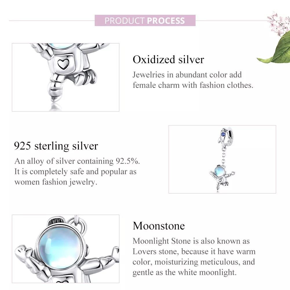 Charm Pendente Nave espacial e astronauta estilo Pandora - SCC1695