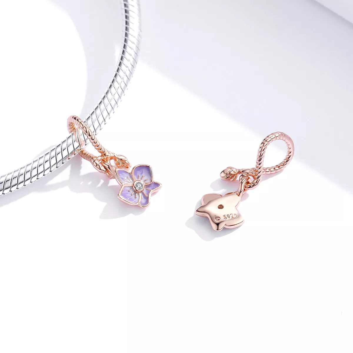 Charm Pendente Orquídea estilo Pandora Rose - BSC287