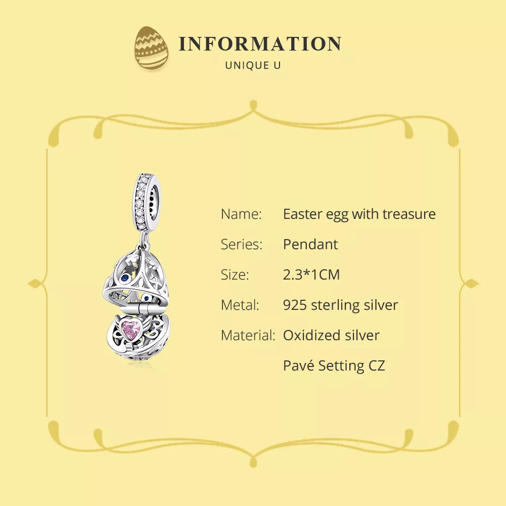 Charm Pendente Ovo De Páscoa Com Tesouro estilo Pandora - SCC1465