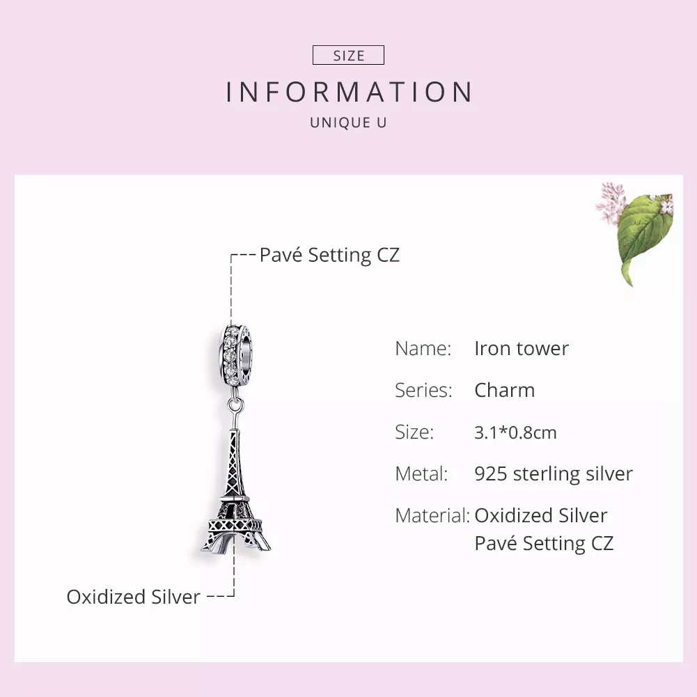 Charm Pendente Paris Torre Eiffel estilo Pandora - BSC154