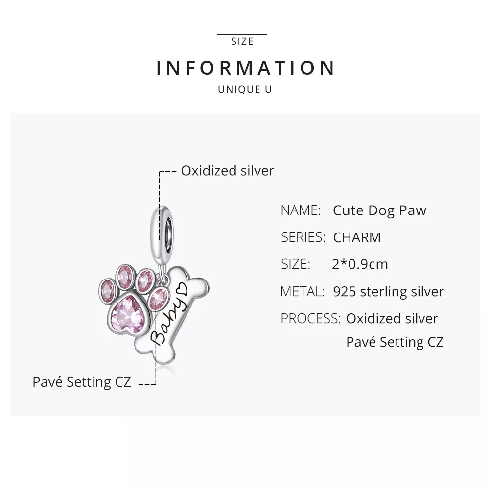 Charm Pendente Pata De Cachorro Fofinho estilo Pandora - SCC1680