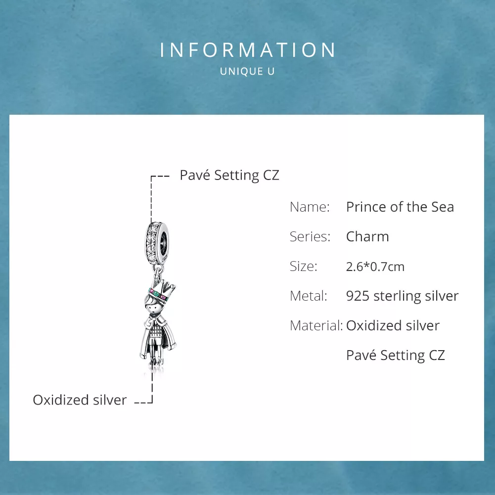 Charm Pendente Príncipe do mar estilo Pandora - SCC1584